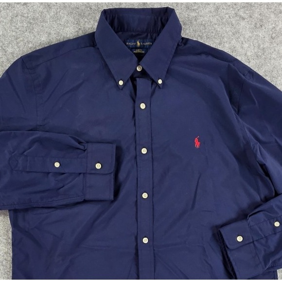 Ralph Lauren Other - Ralph Lauren Shirt Mens XL Solid Blue  Slim Fit Performance Red Pony Logo